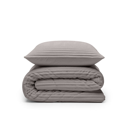 Lazy Dekbed Rib premium Taupe/Grijs