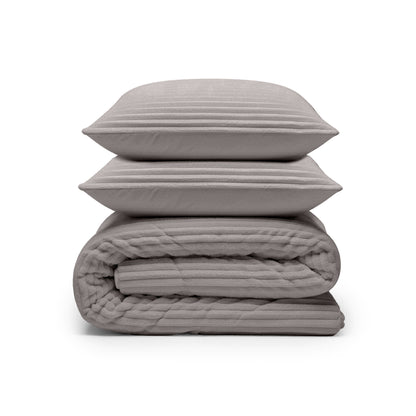 Lazy Dekbed Rib premium Taupe/Grijs
