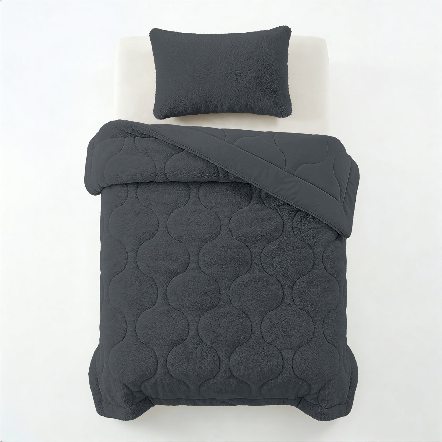 Lazy Dekbed Faux Fur Antraciet Met Kussenslopen