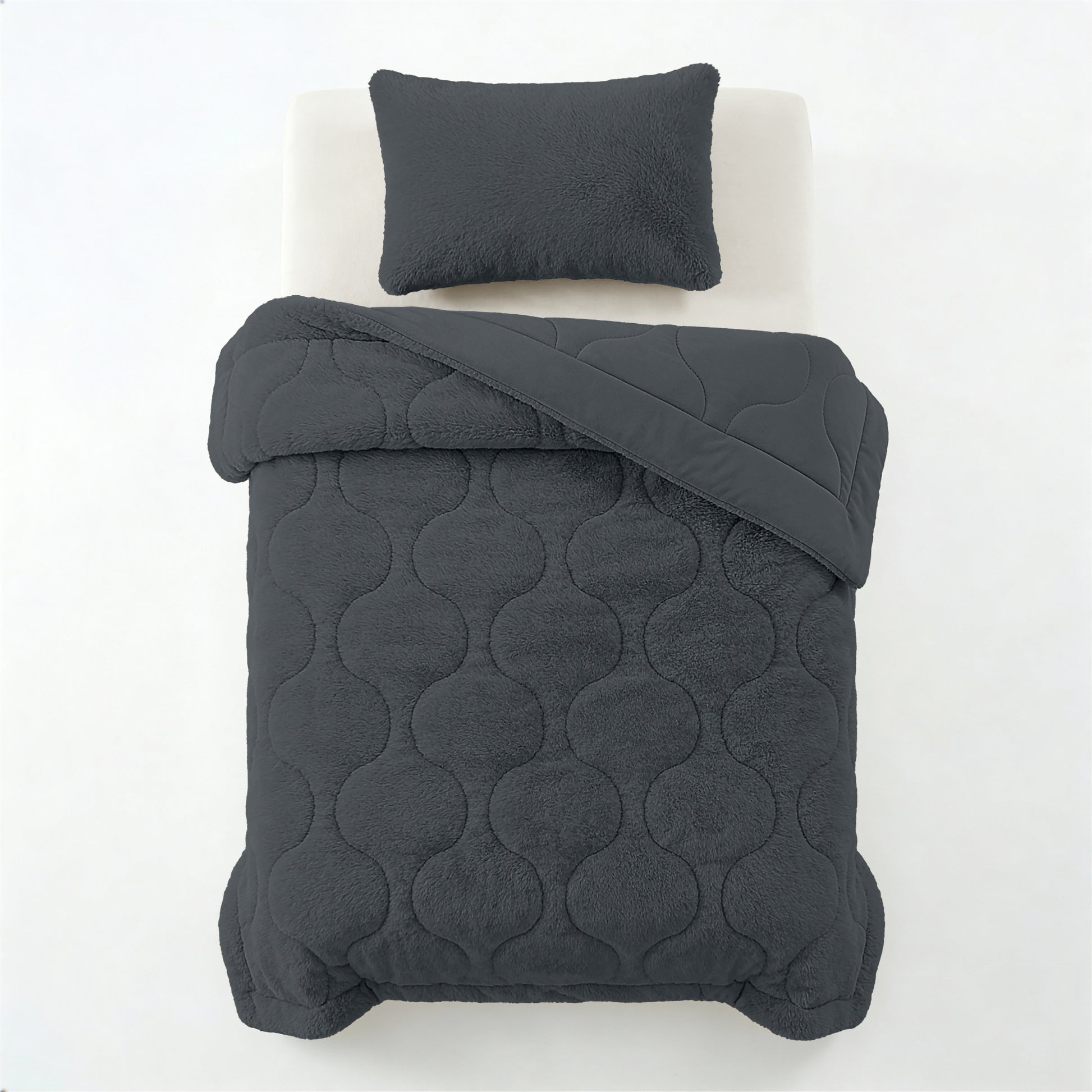 Lazy Dekbed Faux Fur Antraciet Met Kussenslopen