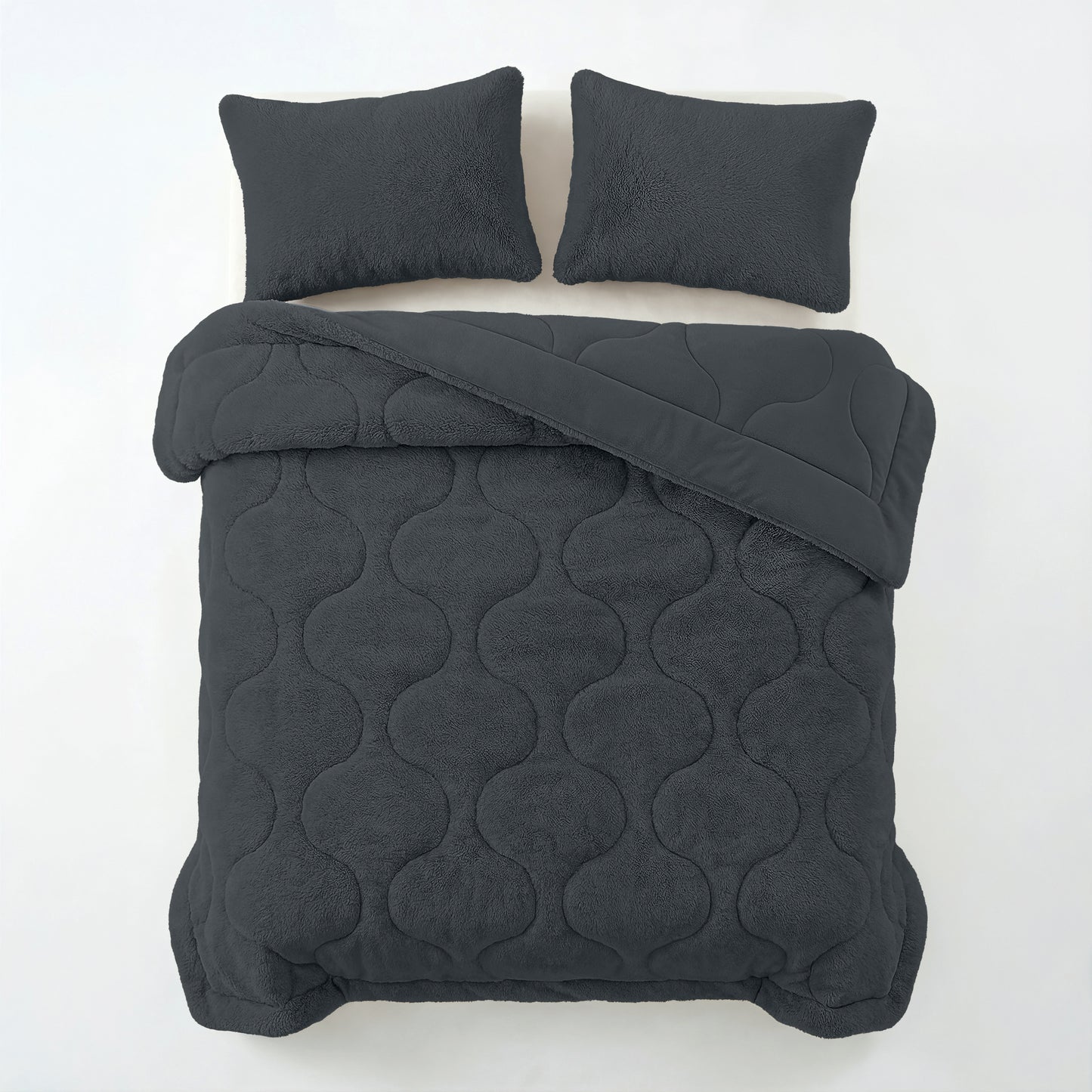 Lazy Dekbed Faux Fur Antraciet Met Kussenslopen