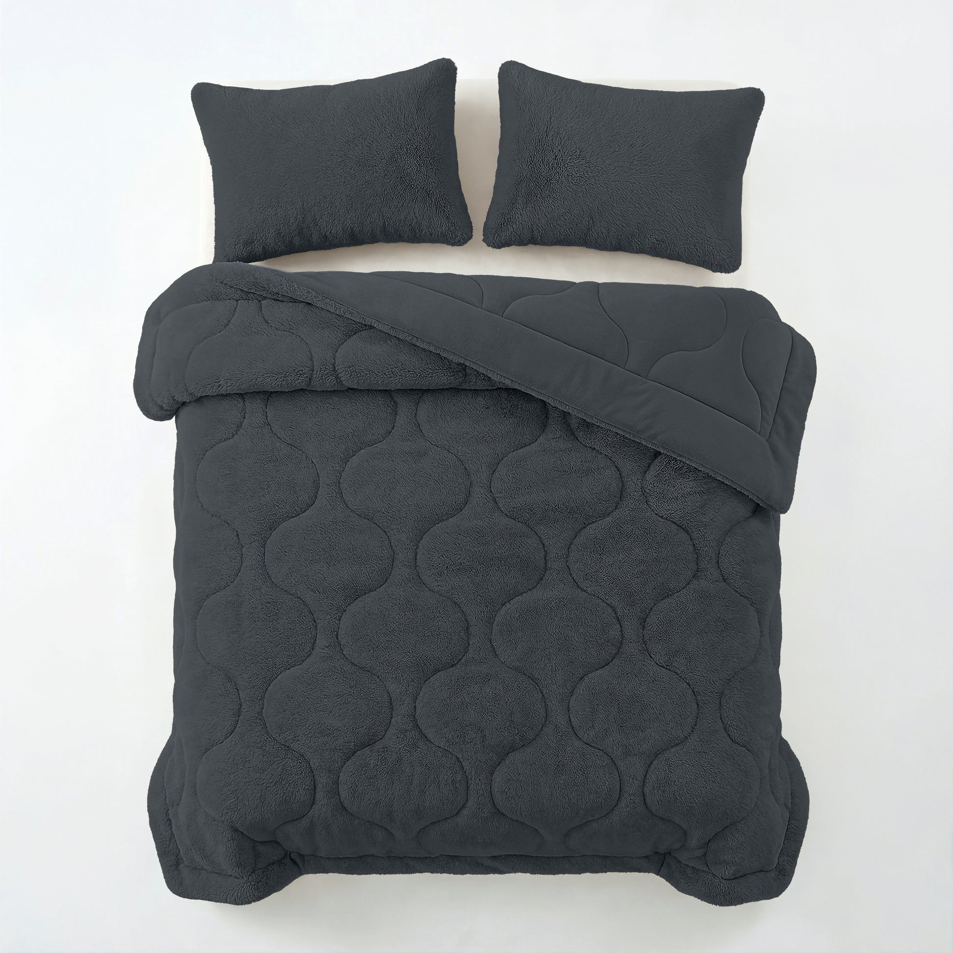 Lazy Dekbed Faux Fur Antraciet Met Kussenslopen