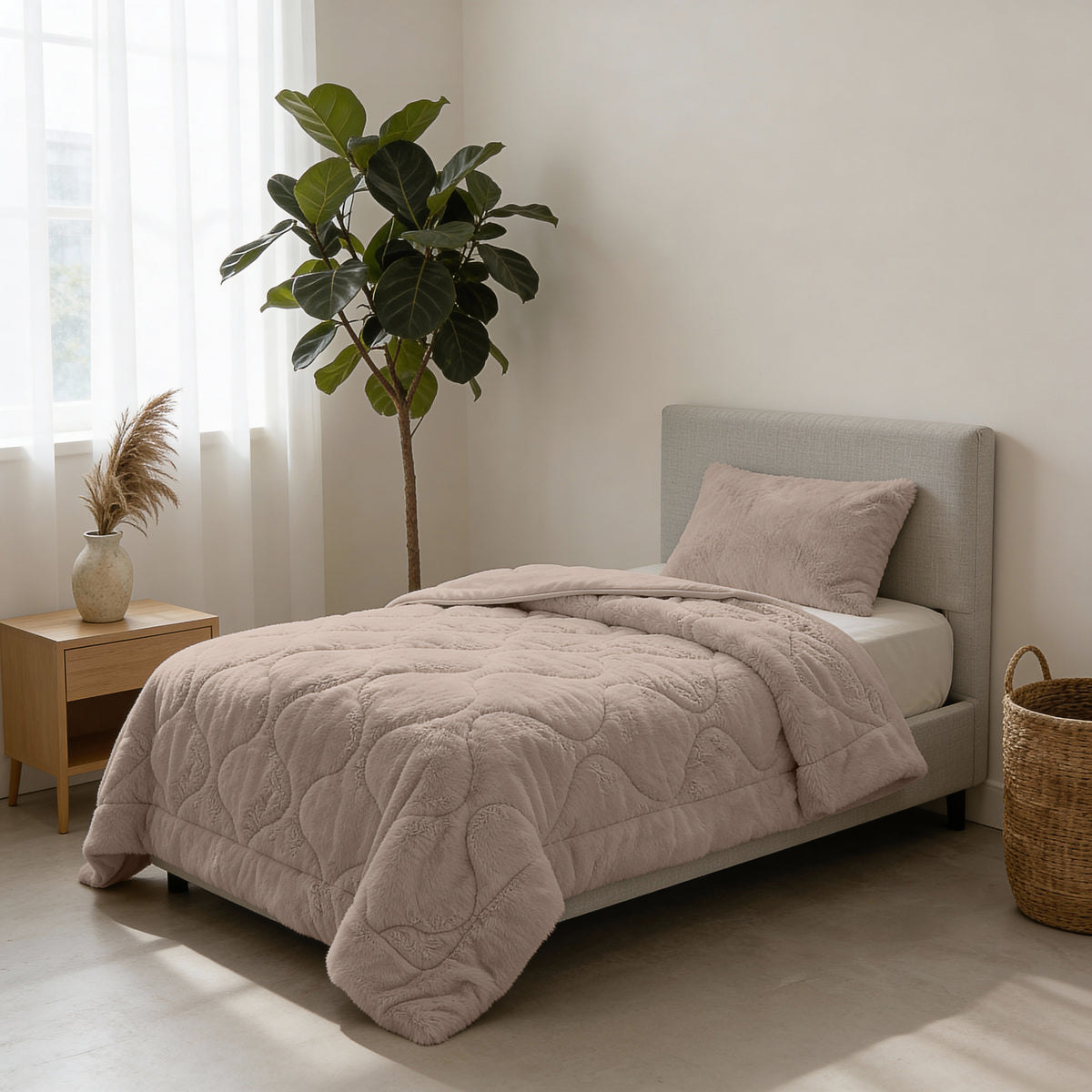 Sleeptime Lazy Dekbed Faux Fur Taupe Met Kussenslopen – afbeelding 11