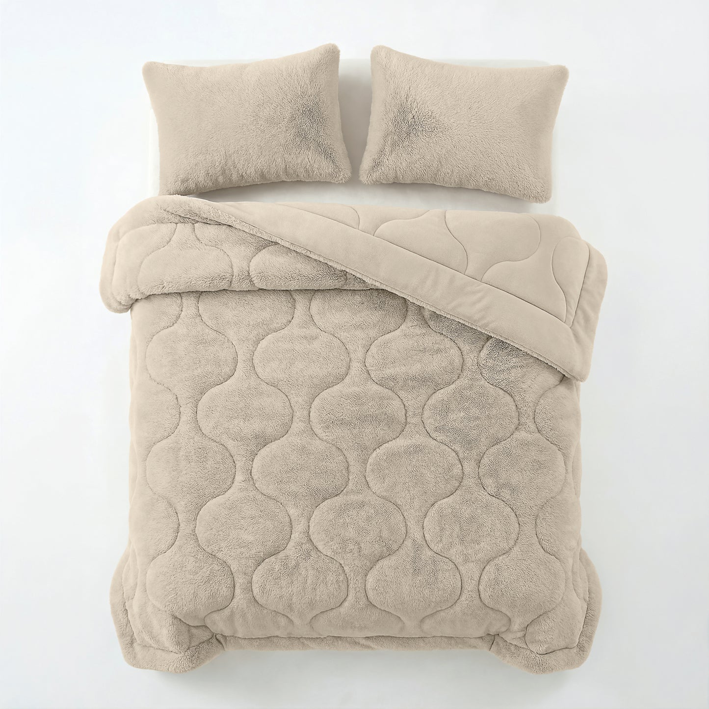 Lazy Dekbed Faux Fur Beige Met Kussenslopen