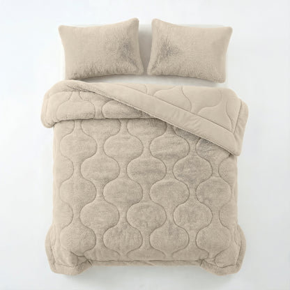 Lazy Dekbed Faux Fur Beige Met Kussenslopen