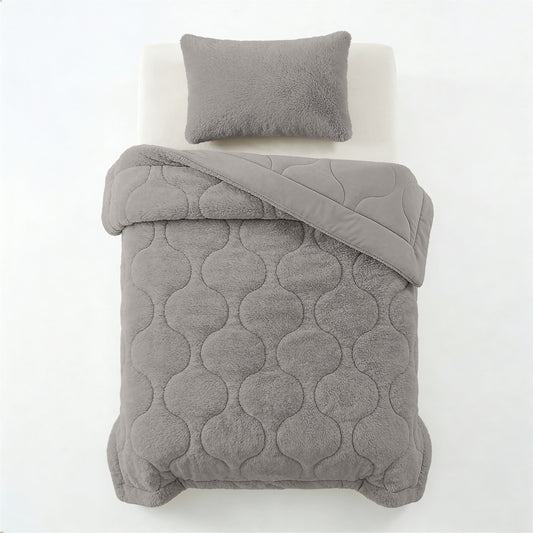 Lazy Dekbed Faux Fur Taupe/Grijs Met Kussenslopen