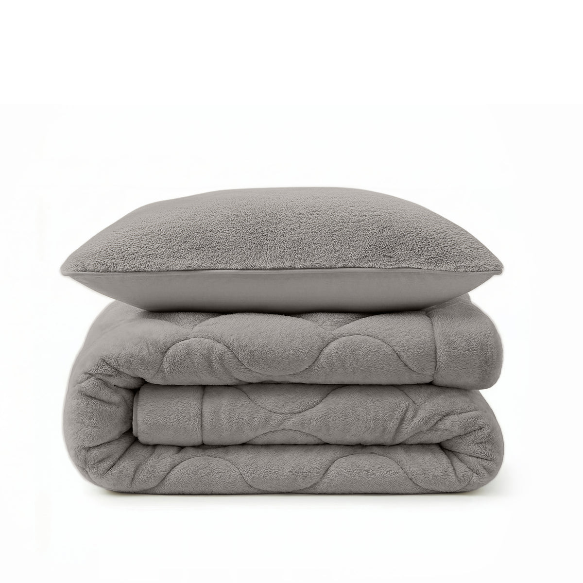Sleeptime Lazy Dekbed Faux Fur Taupe/Grijs Met Kussenslopen – afbeelding 4