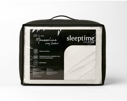 Sleeptime Lazy Dekbed Mousseline Beige Met Kussenslopen – afbeelding 4
