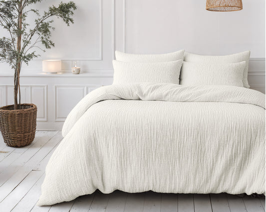 Lazy Dekbed Mousseline Beige Met Kussenslopen