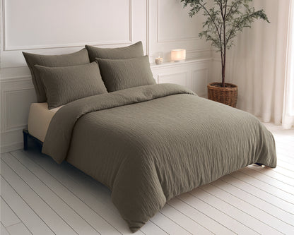Sleeptime Lazy Dekbed Mousseline Taupe Met Kussenslopen – afbeelding 10