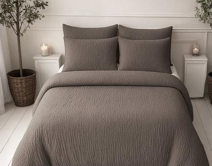 Sleeptime Lazy Dekbed Mousseline Donker Taupe Met Kussenslopen – afbeelding 4