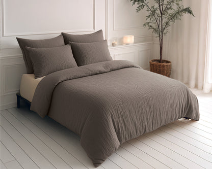 Sleeptime Lazy Dekbed Mousseline Donker Taupe Met Kussenslopen – afbeelding 8