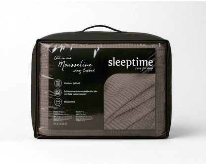 Sleeptime Lazy Dekbed Mousseline Donker Taupe Met Kussenslopen – afbeelding 6