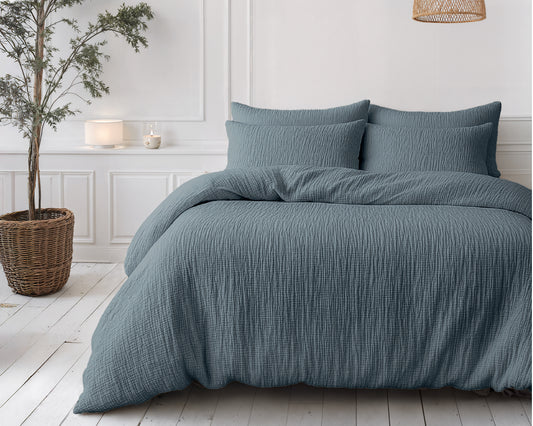 Lazy Dekbed Mousseline Groen Met Kussenslopen