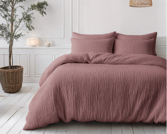Lazy Dekbed Mousseline Oud Roze Met Kussenslopen