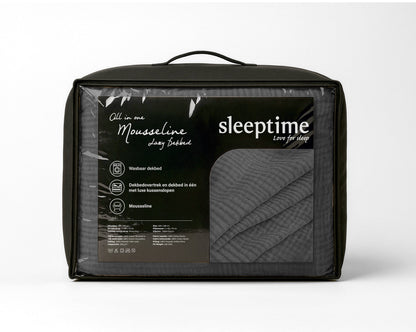 Sleeptime Lazy Dekbed Mousseline Antraciet Met Kussenslopen – afbeelding 4
