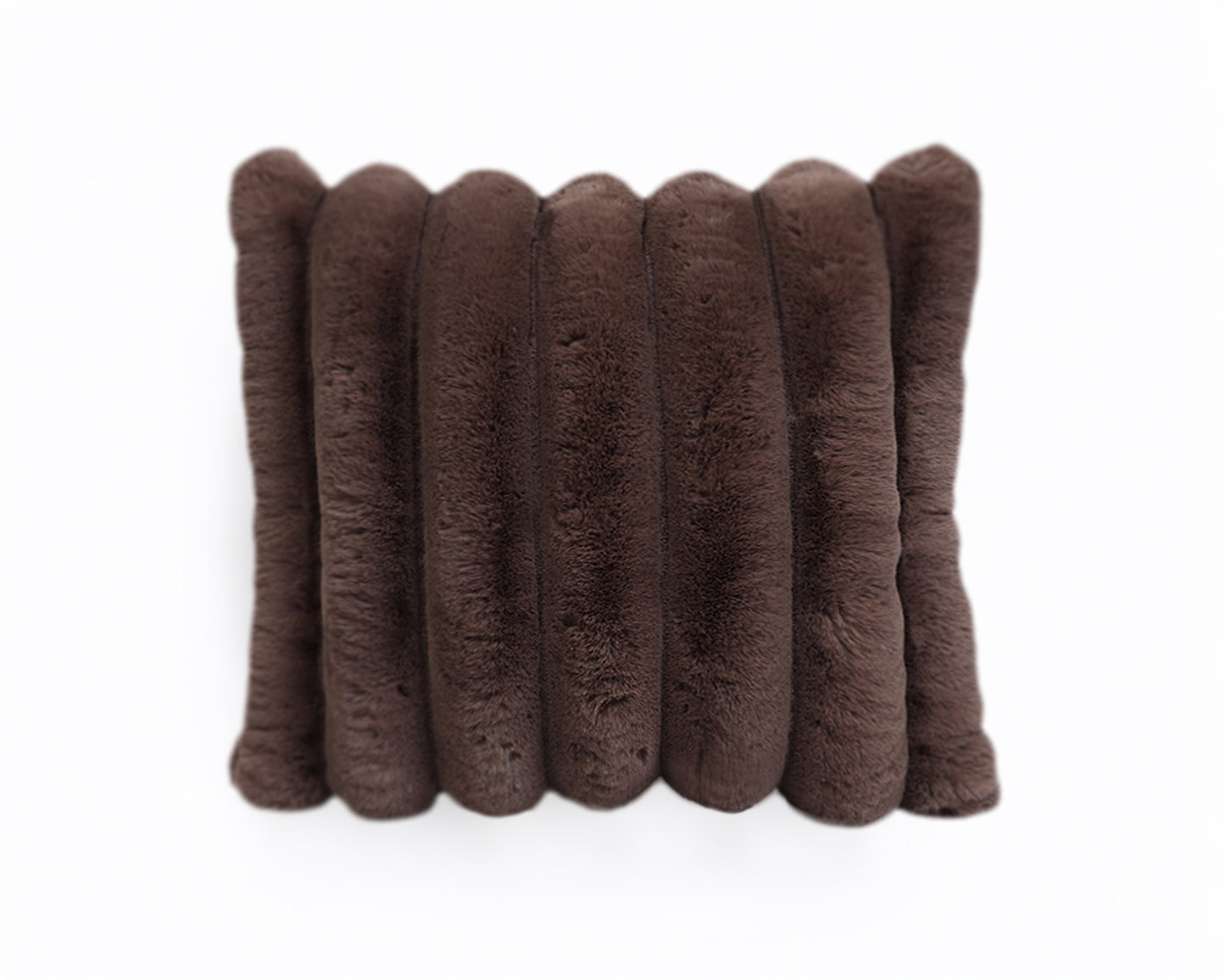Rib Rabbit Fur Sierkussen Taupe 50 x 50