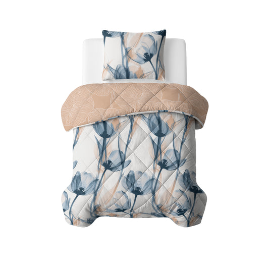 Lazy Dekbed Glass Flower Blauw Met Kussenslopen