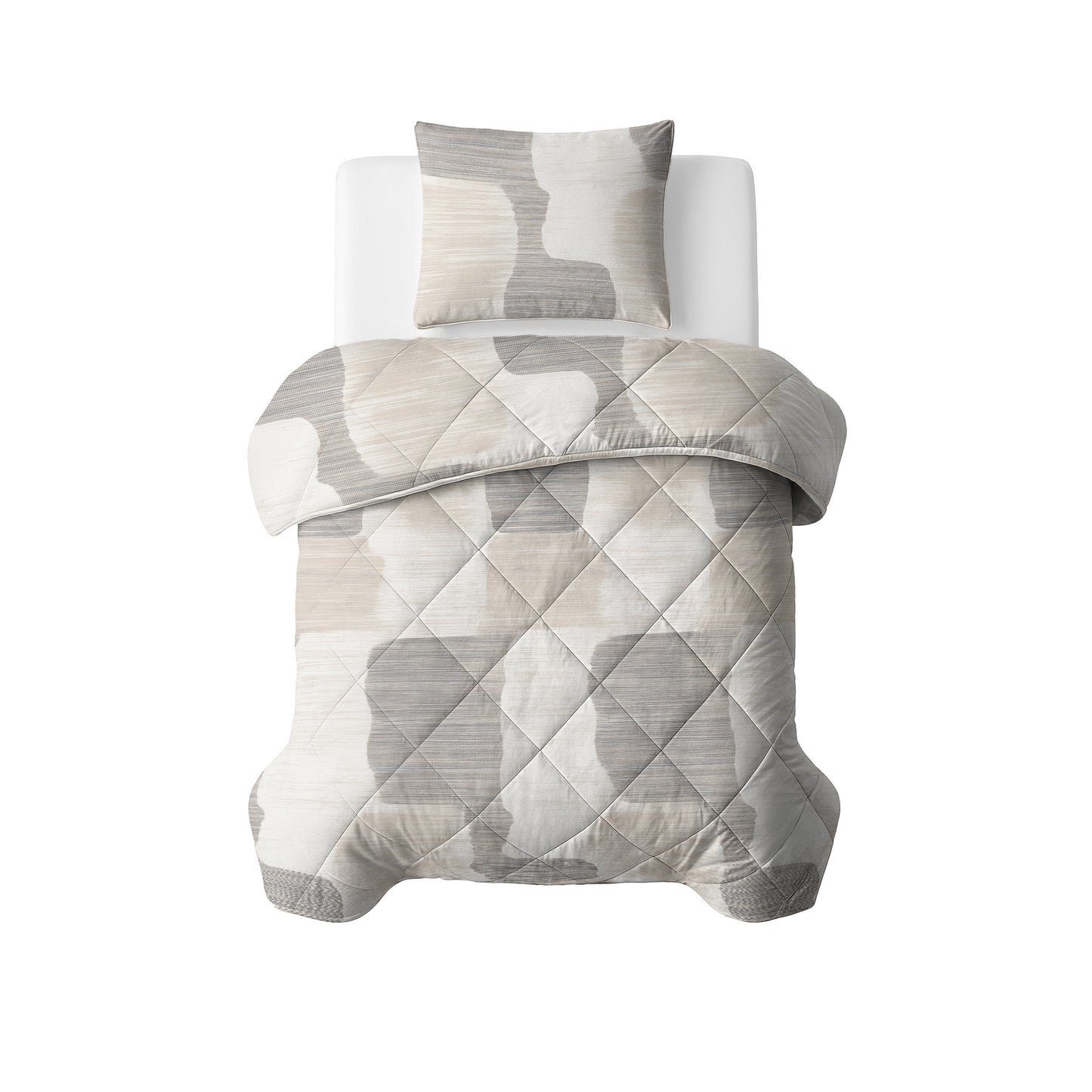 Lazy Dekbed Katoen Checkered Beige/Grijs