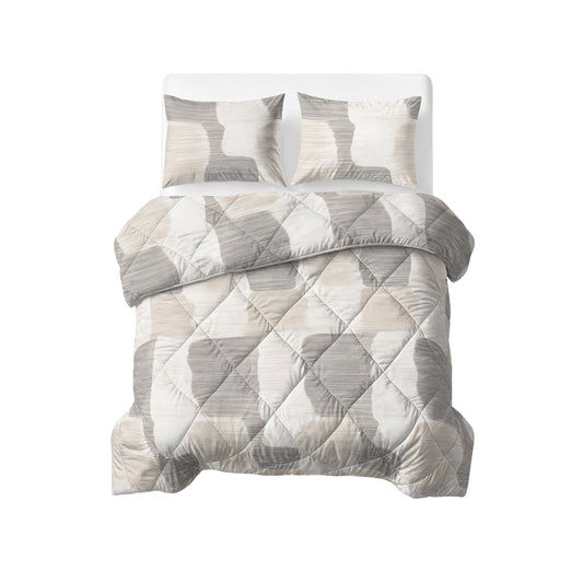 Sleeptime Lazy Dekbed Katoen Checkered Beige/Grijs – afbeelding 2