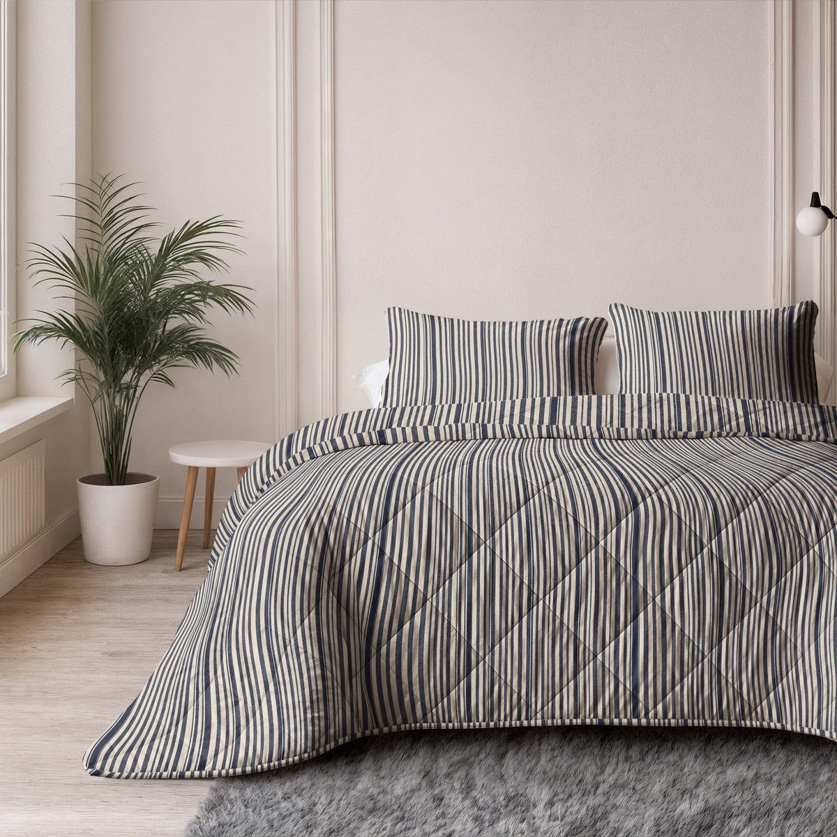 Sleeptime Lazy Dekbed Katoen Stripy Beige/Blauw – afbeelding 4