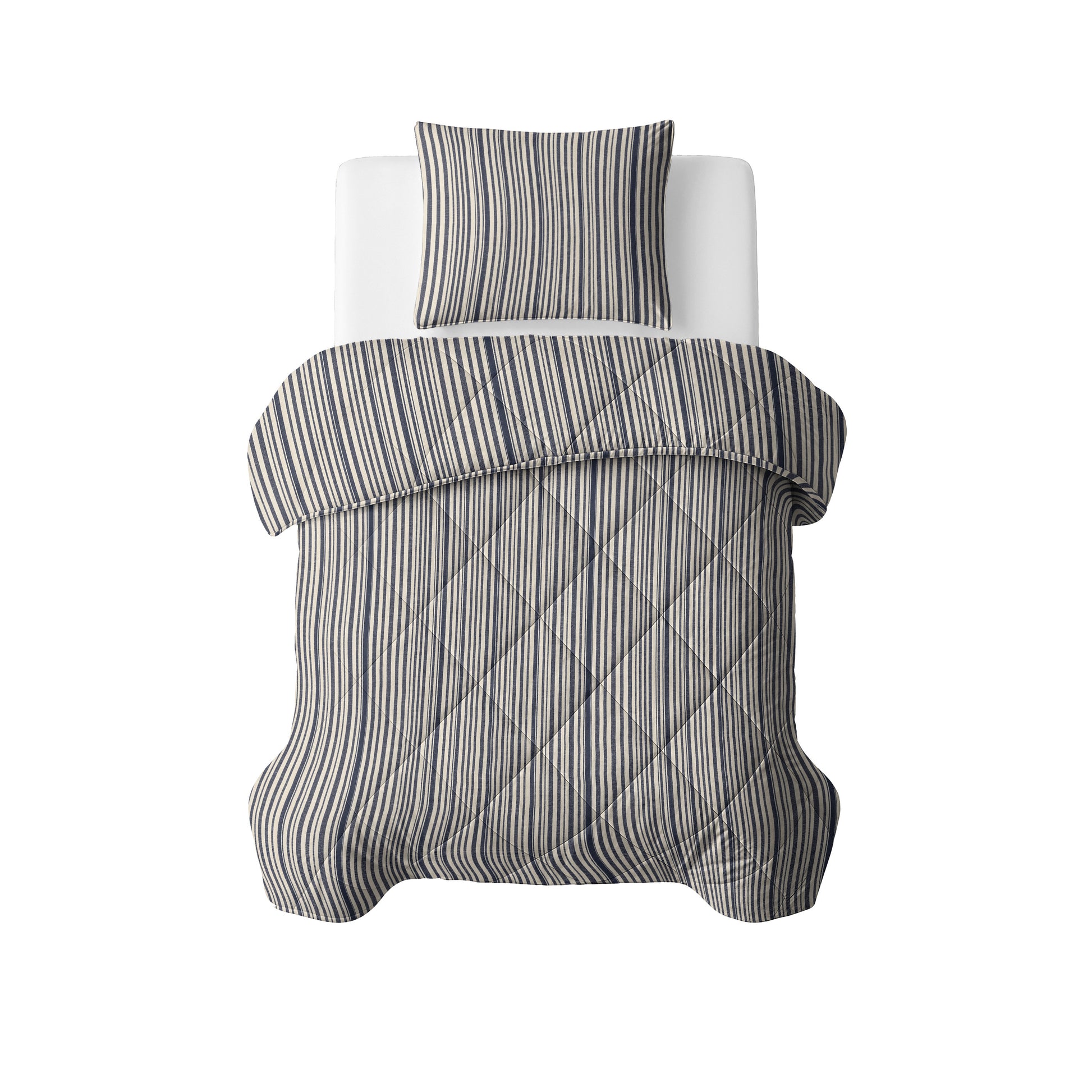 Lazy Dekbed Katoen Stripy Beige/Blauw