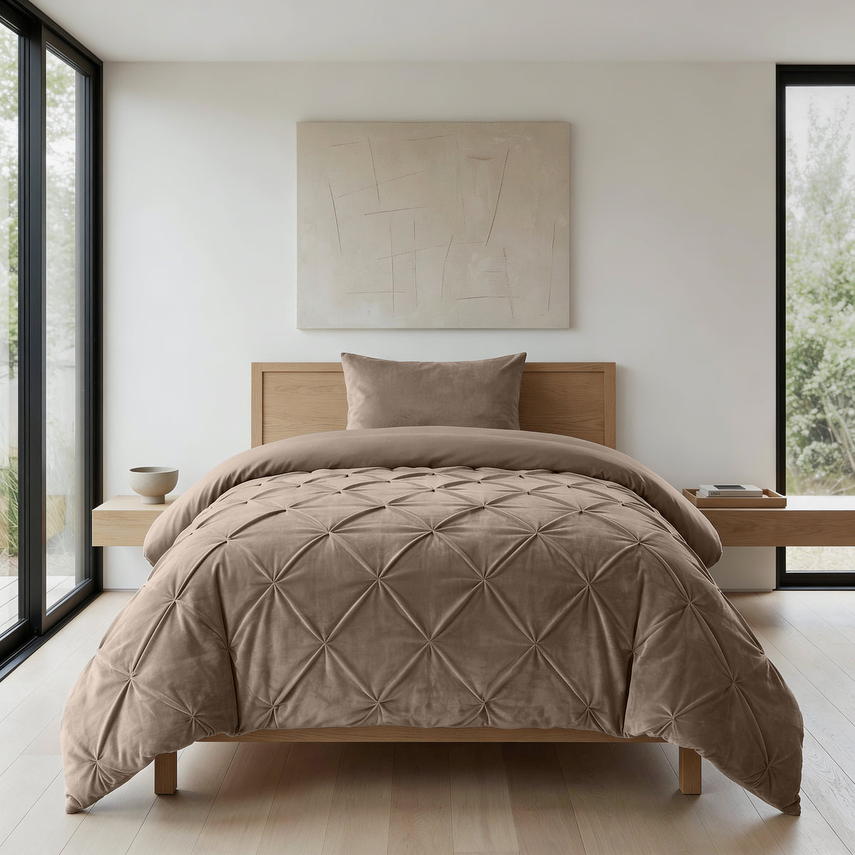 Sleeptime Lazy Velvet Pintuck Taupe – afbeelding 5