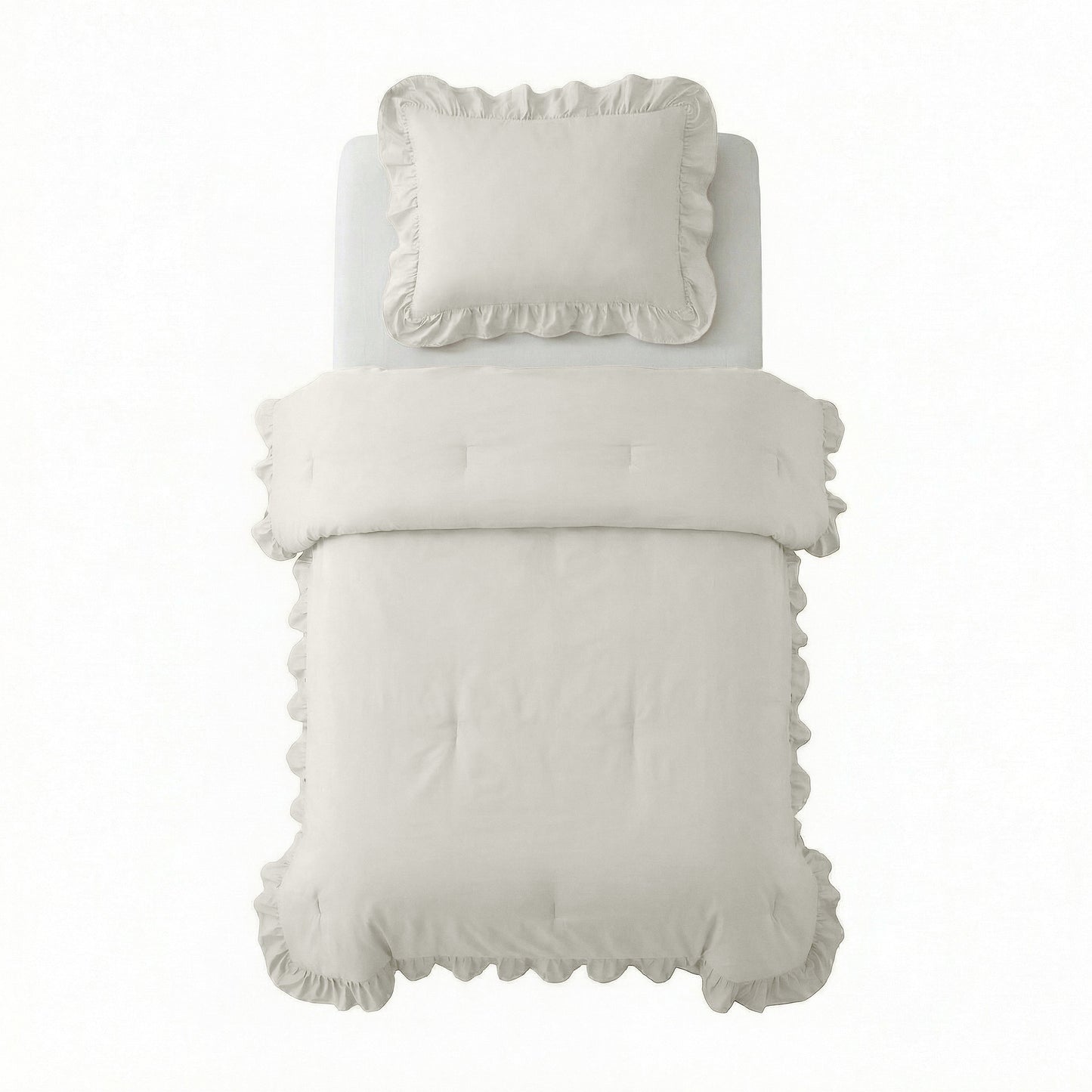 Lazy Dekbed Ruffles Gebroken Wit