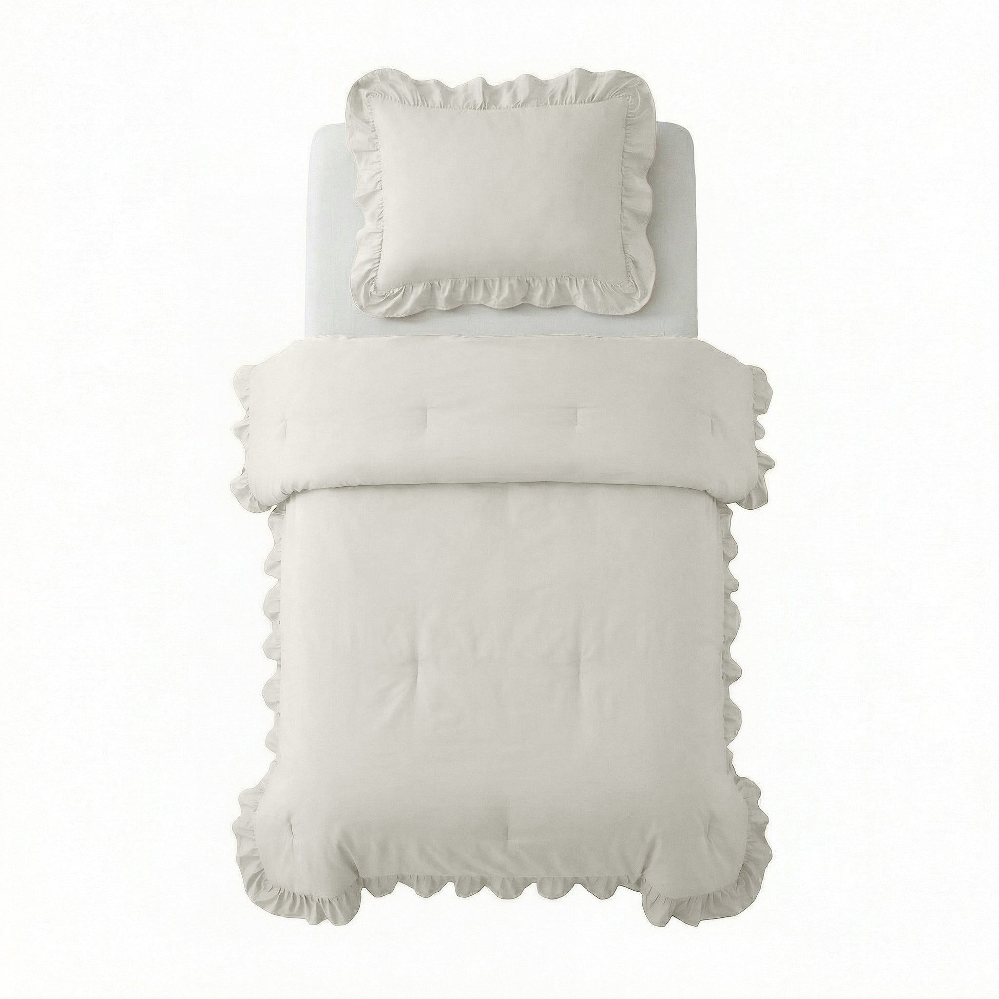 Lazy Dekbed Ruffles Gebroken Wit