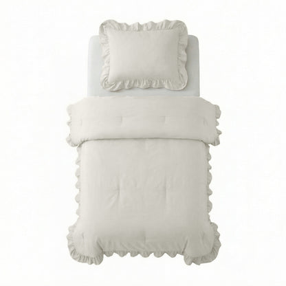 Lazy Dekbed Ruffles Gebroken Wit