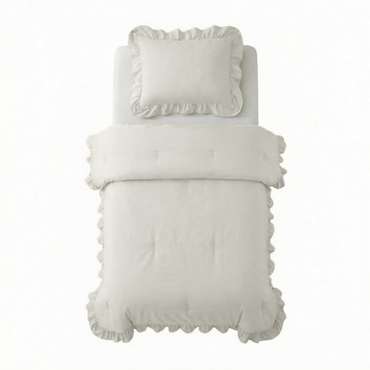 Lazy Dekbed Ruffles Gebroken Wit