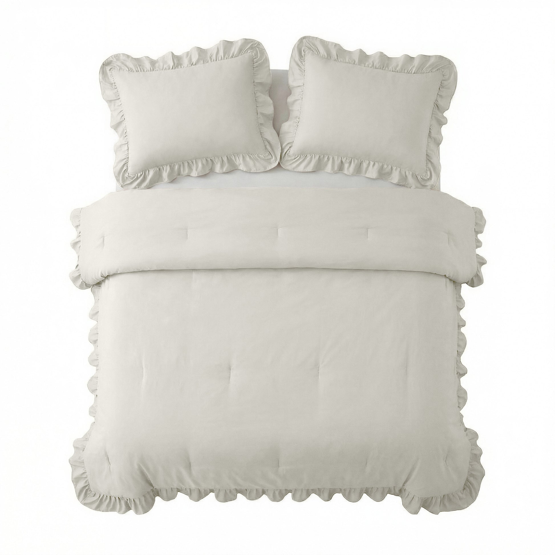 Lazy Dekbed Ruffles Gebroken Wit
