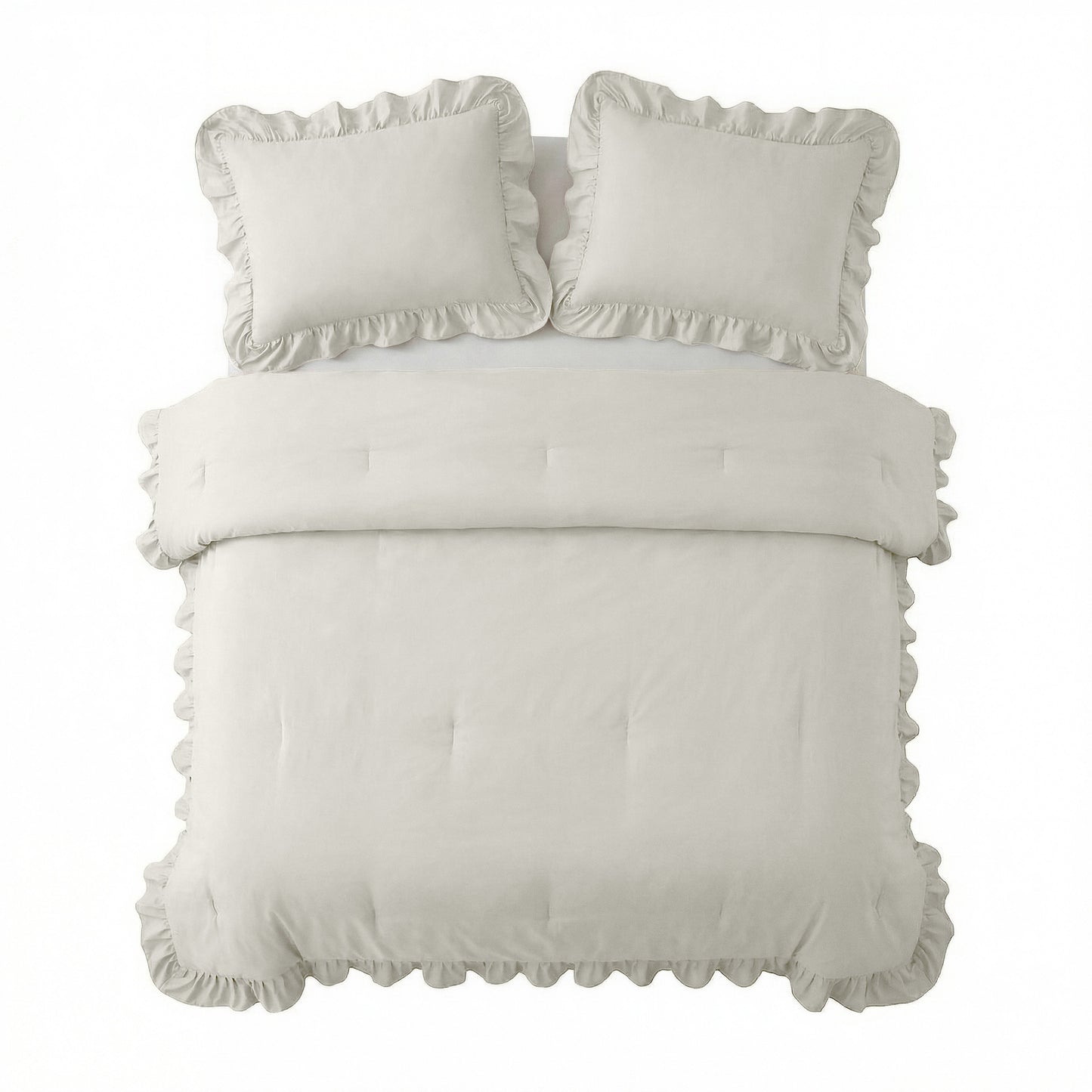 Lazy Dekbed Ruffles Gebroken Wit