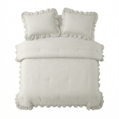 Lazy Dekbed Ruffles Gebroken Wit