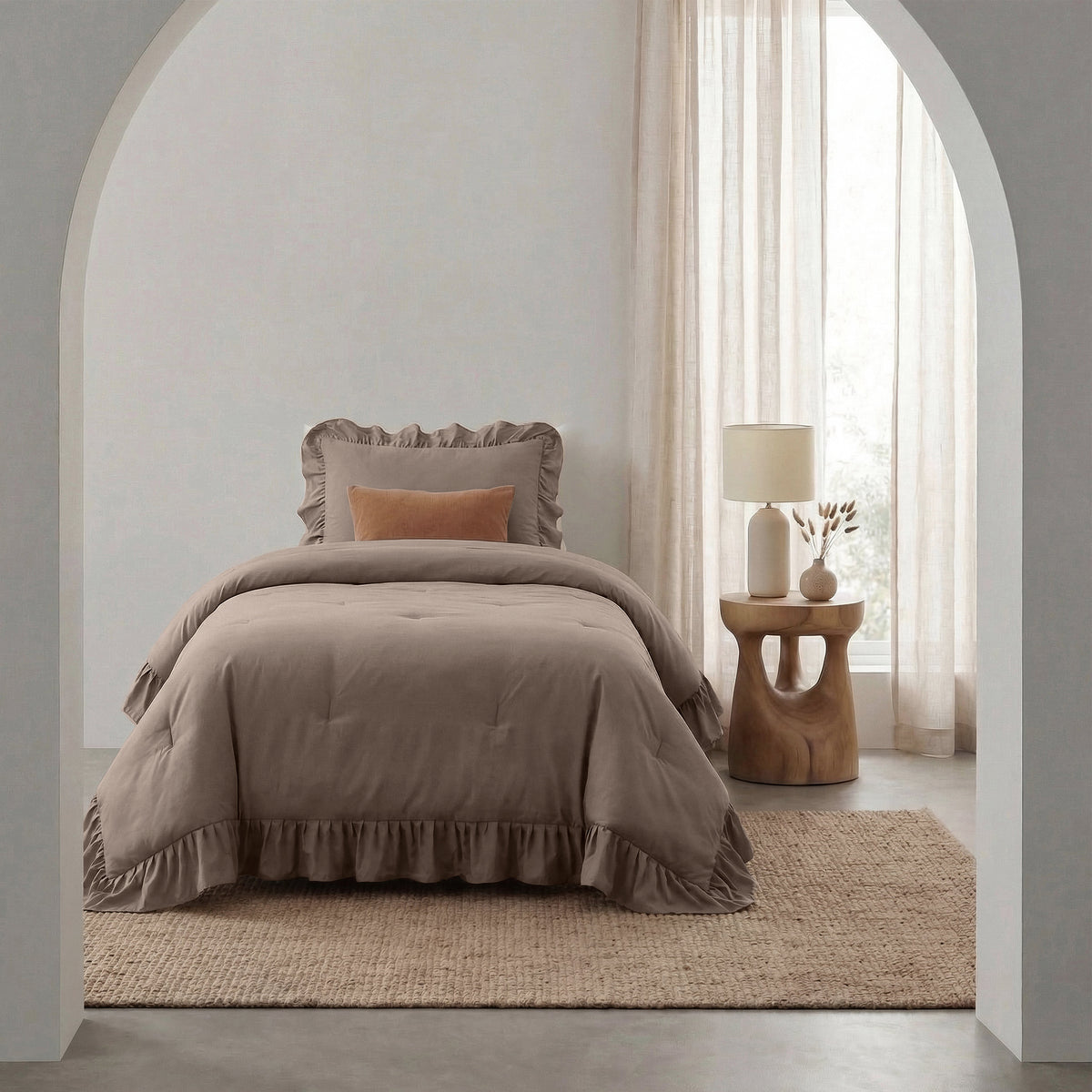 Sleeptime Lazy Dekbed Ruffles Taupe – afbeelding 12