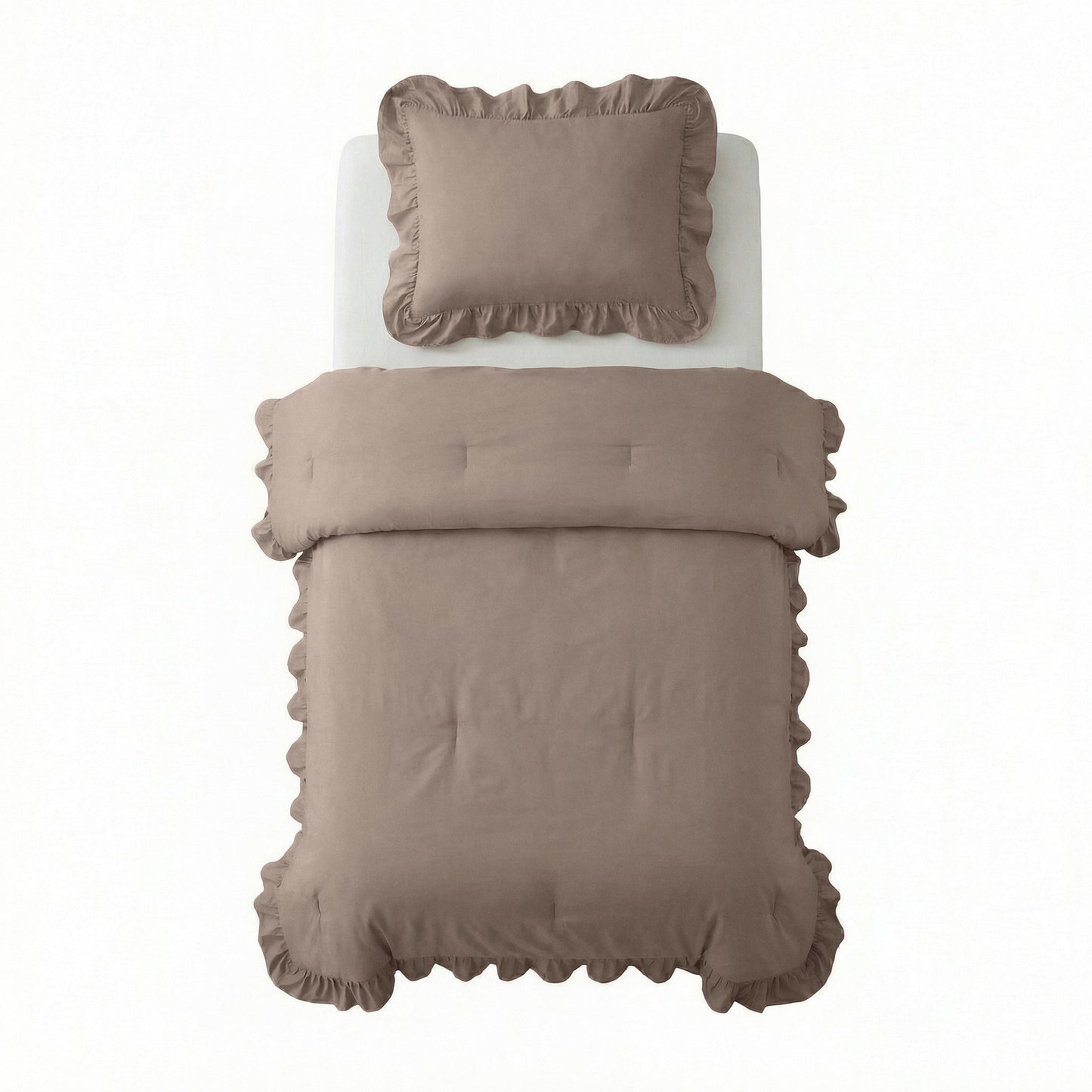 Lazy Dekbed Ruffles Taupe
