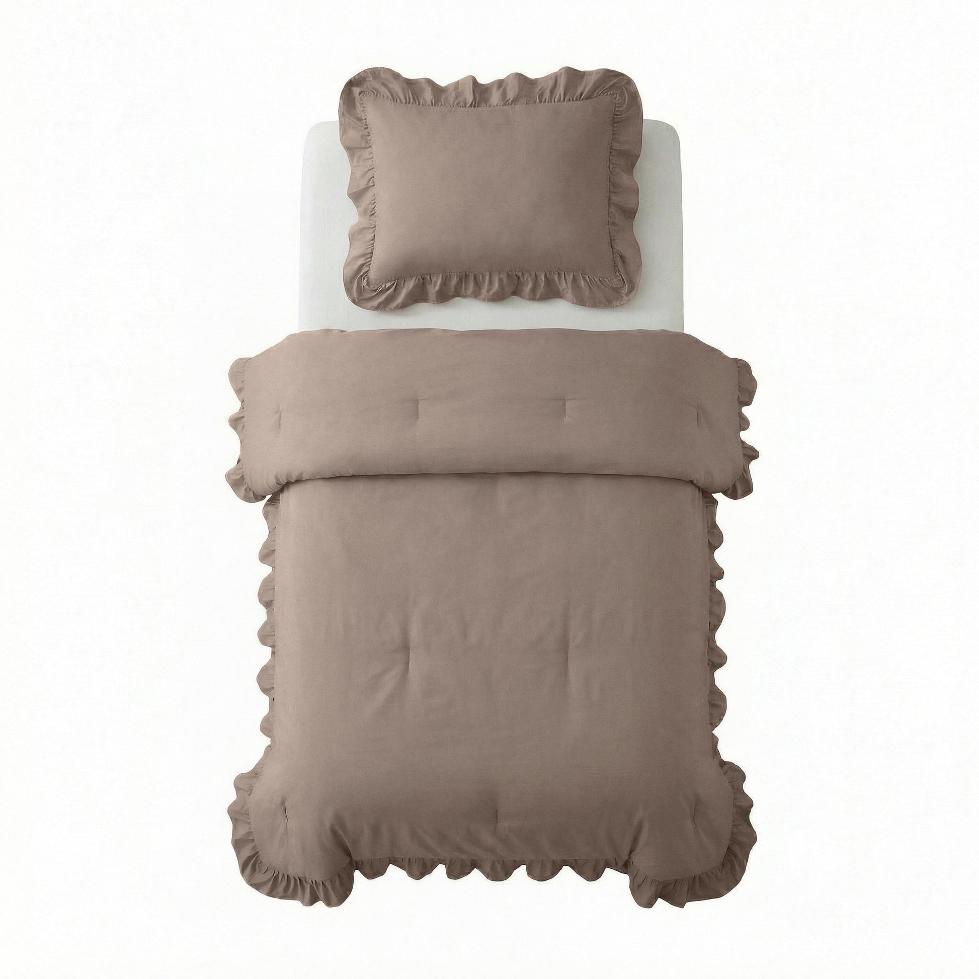 Lazy Dekbed Ruffles Taupe