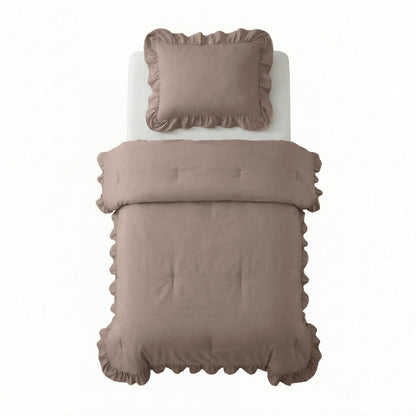 Lazy Dekbed Ruffles Taupe
