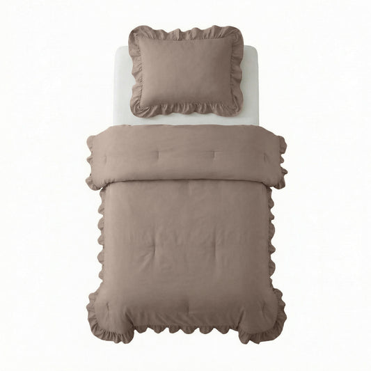 Lazy Dekbed Ruffles Taupe