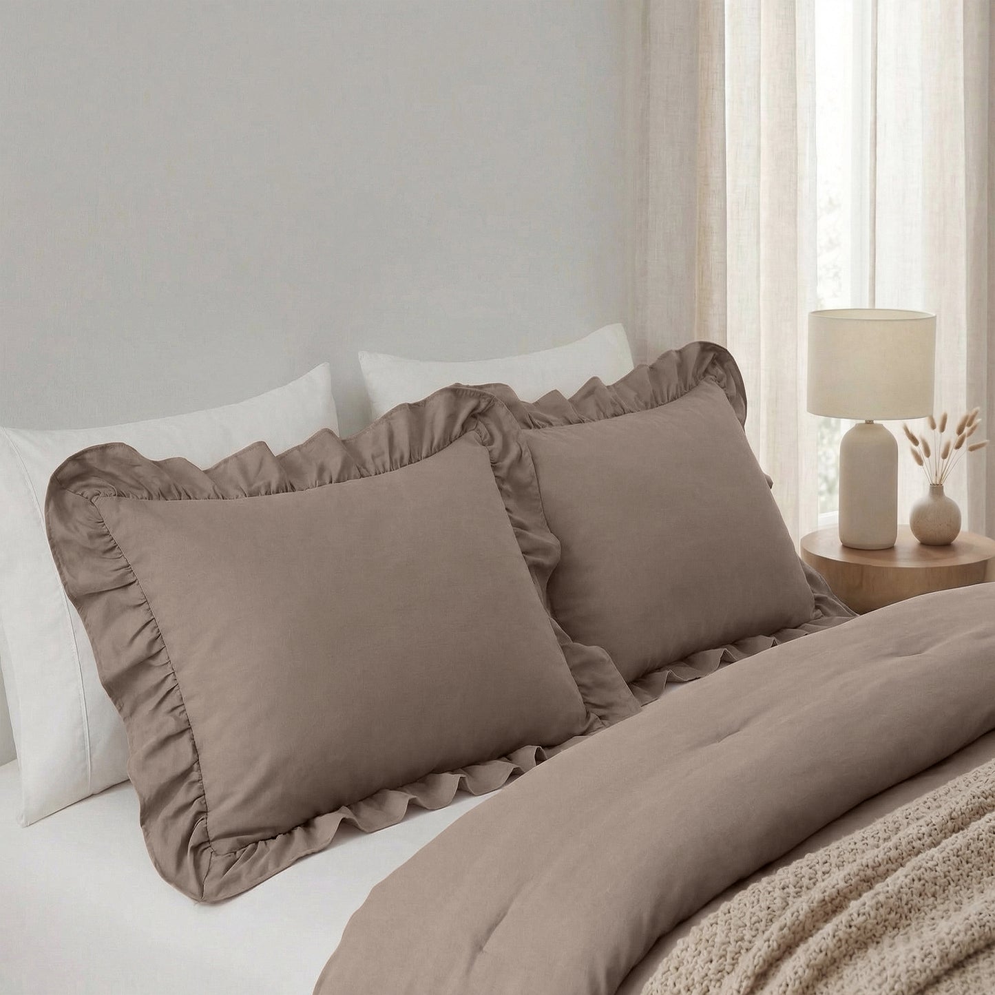 Lazy Ruffles Kussenslopen 2pack Taupe 60 x 70