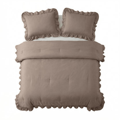 Lazy Dekbed Ruffles Taupe