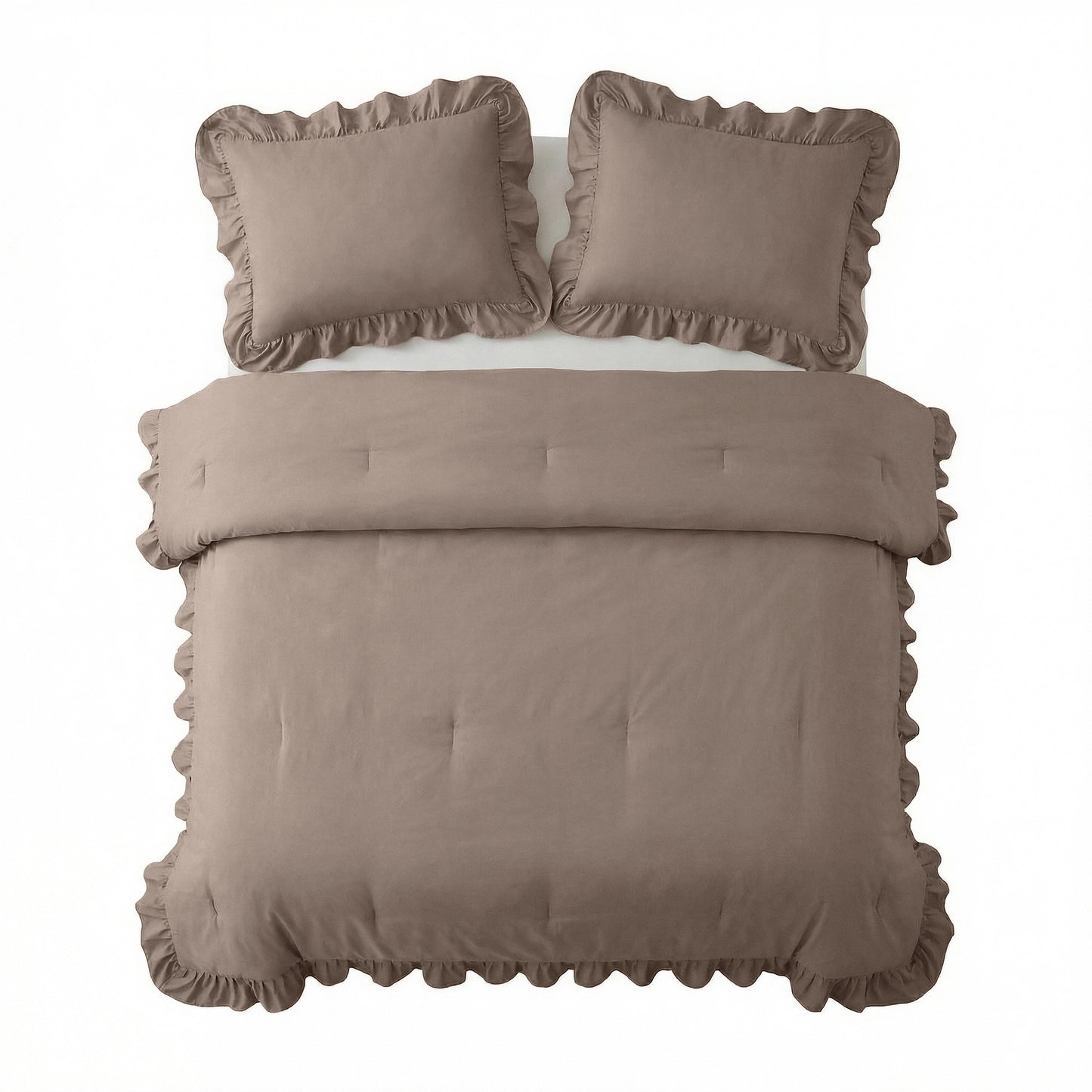 Lazy Dekbed Ruffles Taupe