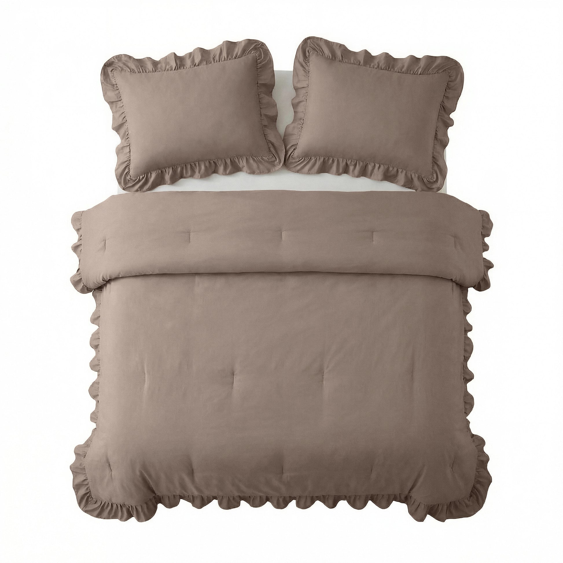 Lazy Dekbed Ruffles Taupe