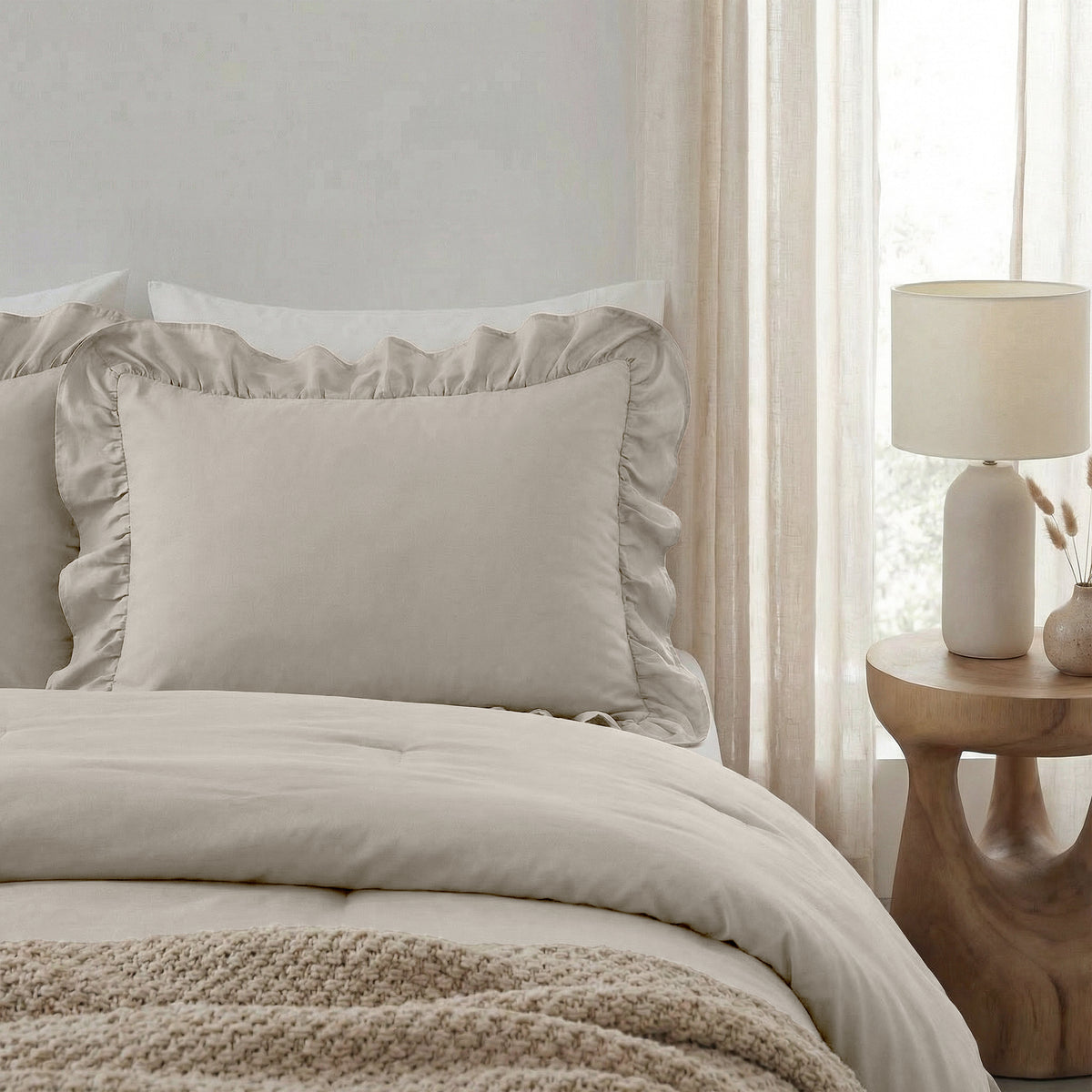 Sleeptime Lazy Dekbed Ruffles Taupe/Grijs – afbeelding 10