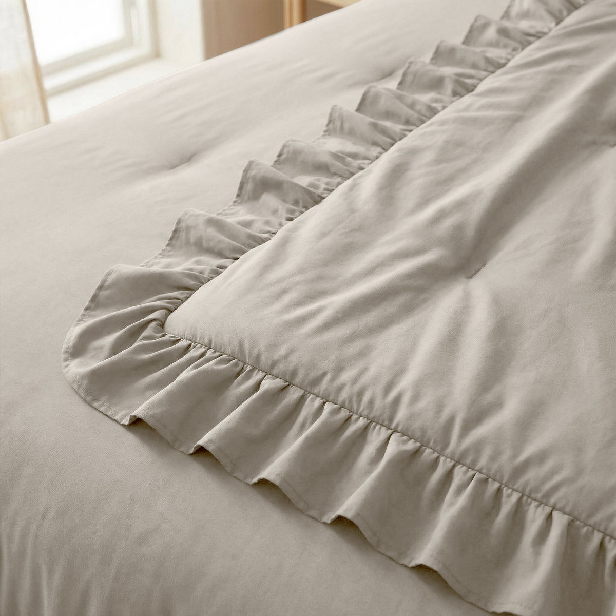 Sleeptime Lazy Dekbed Ruffles Taupe/Grijs – afbeelding 6
