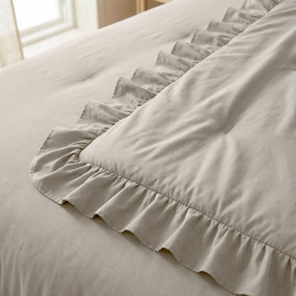 Sleeptime Lazy Dekbed Ruffles Taupe/Grijs – afbeelding 6