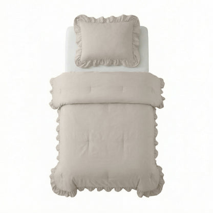 Lazy Dekbed Ruffles Taupe/Grijs