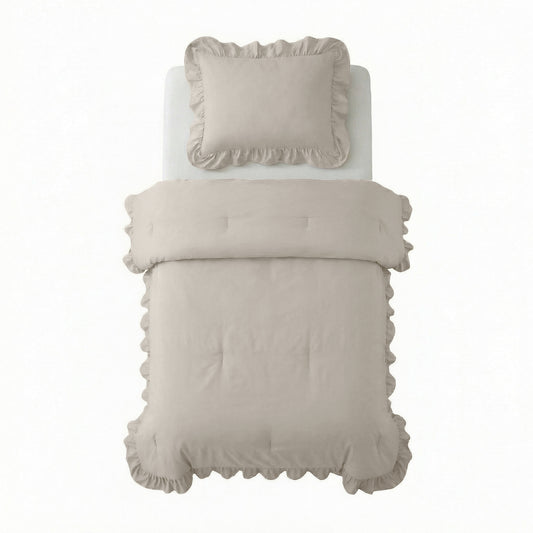 Lazy Dekbed Ruffles Taupe/Grijs