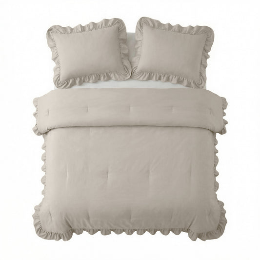 Sleeptime Lazy Dekbed Ruffles Taupe/Grijs – afbeelding 2