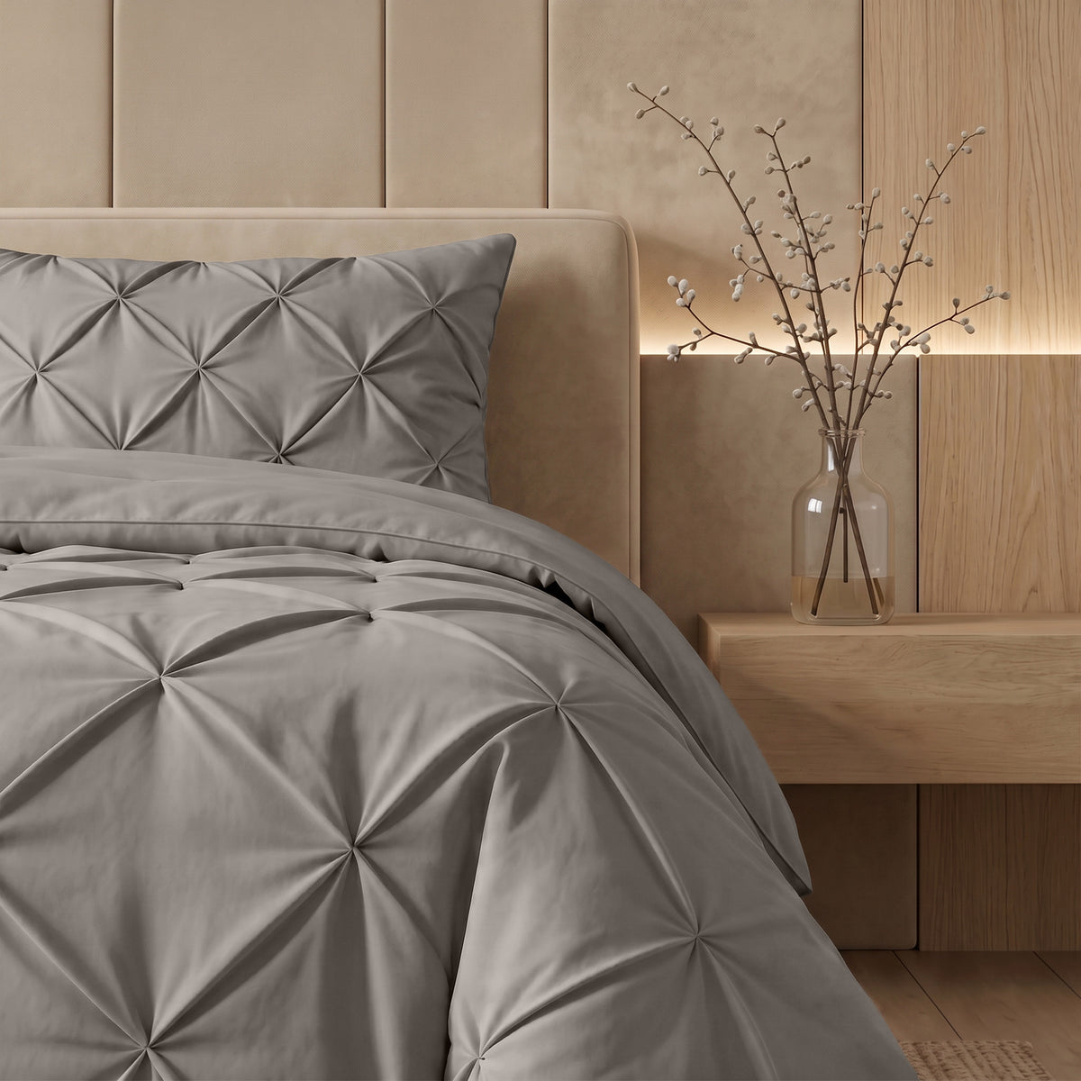 Sleeptime Lazy Dekbed Pintuck Taupe/Grijs – afbeelding 7